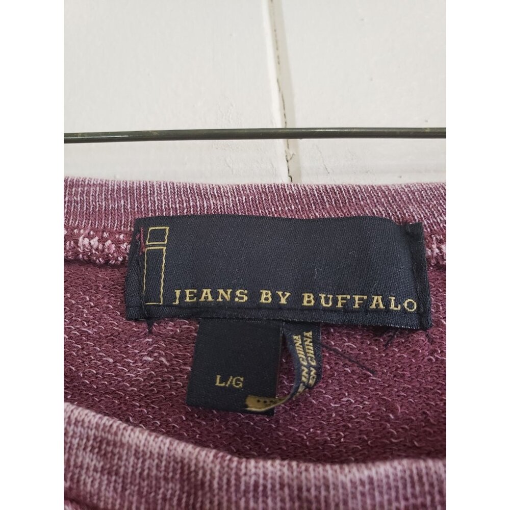 i Jeans By Buffalo Womens L Top Wine Acid Wash Lace Accent 100% Cotton Soft - Picture 5 of 6